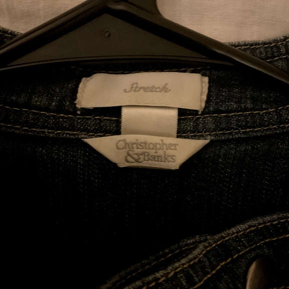 SEXY WOMENS RIPPED/DESTROYED CHRISTOPHER & BANKS LG BLUE DENIM FULL ZIP JACKET - Picture 8 of 14